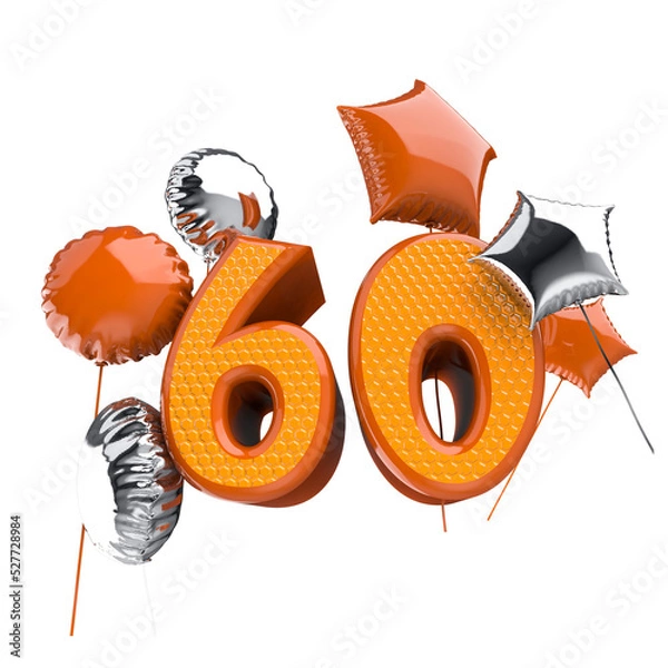 Fototapeta 3D rendering Anniversary Birthday invitation template with realistic balloons