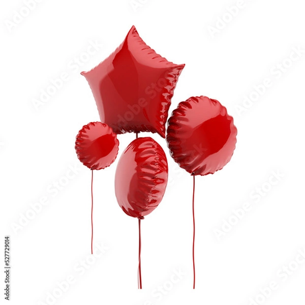 Fototapeta 3d render of colorful balloons on transparent background
