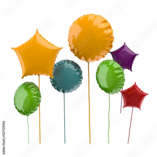 Fototapeta 3d render of colorful balloons on transparent background