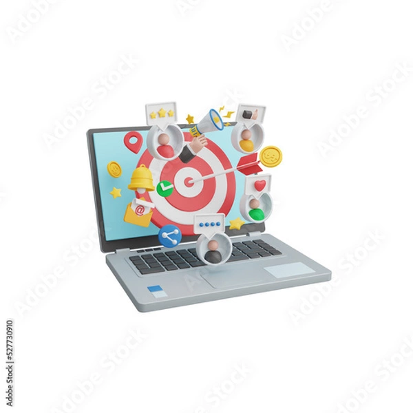 Obraz 3d rendering digital marketing isolated. useful for marketing and business design illustration