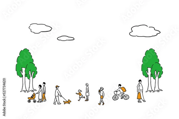 Obraz 歩く人々のイラスト