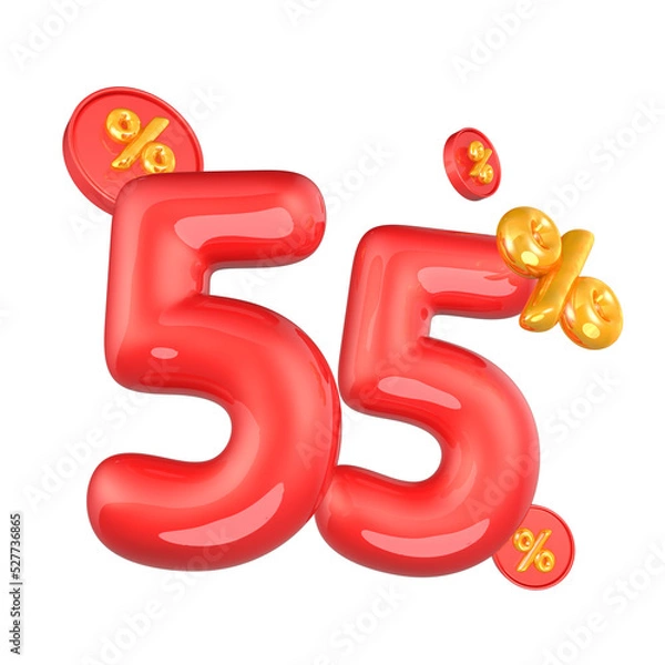 Fototapeta Discounts 55percent off text 3d rendering