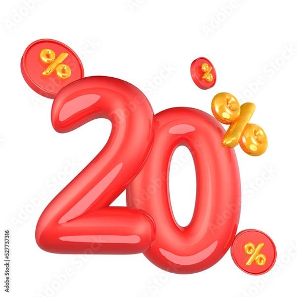 Fototapeta Discounts 20percent off text 3d rendering