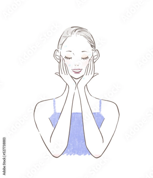 Obraz 化粧水をつける女性のイラスト	
