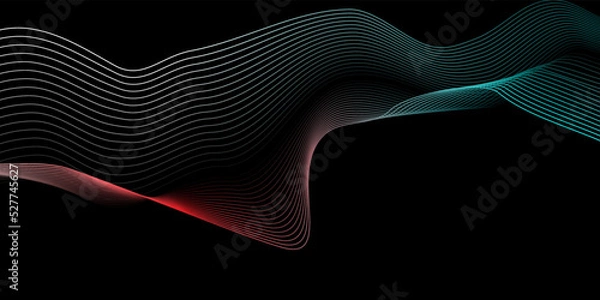Fototapeta abstract blue wave background and Abstract blue wave curve lines banner background design. Vector illustration. Modern template abstract design flowing particles wave. Modern template abstract design.