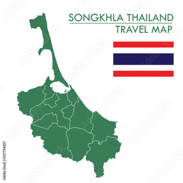 Obraz Songkhla province green map is one of Thailand.