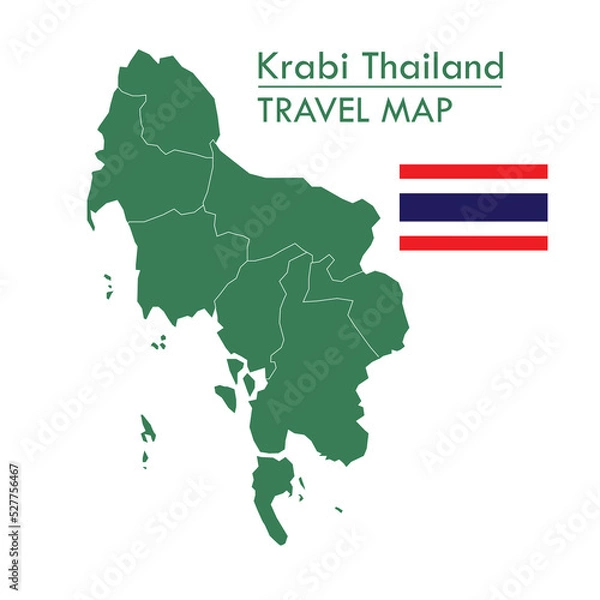 Obraz Green Map Krabi is one of the provinces of Thailand