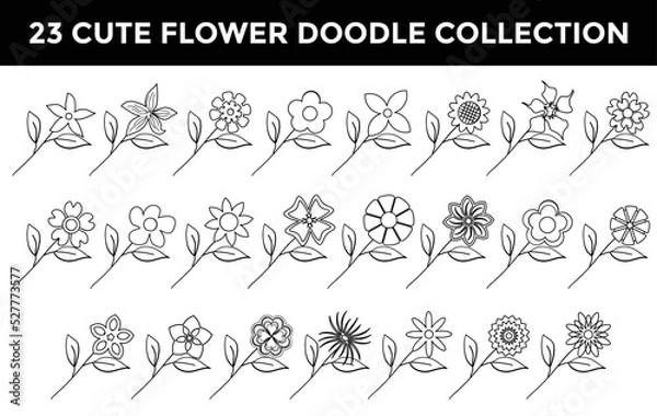 Fototapeta cute flower doodle decoration collection