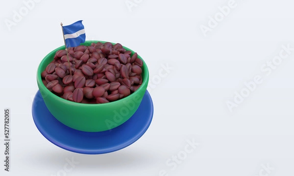 Obraz 3d coffee day El Salvador flag rendering left view