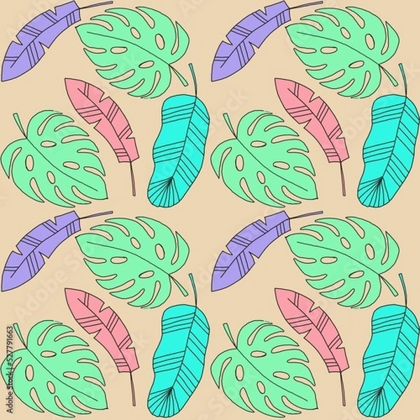 Fototapeta seamless pattern with leaves