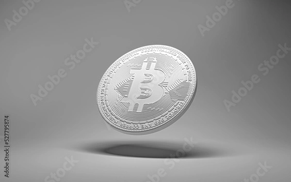 Obraz Dropping white clean bitcoin on white background.