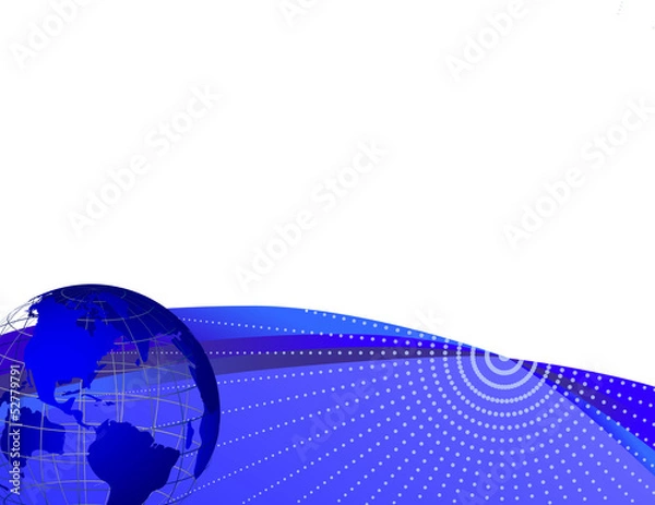 Obraz Blue Background and Sunrays with World