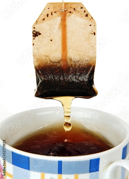 Fototapeta cup of tea and tea bag.