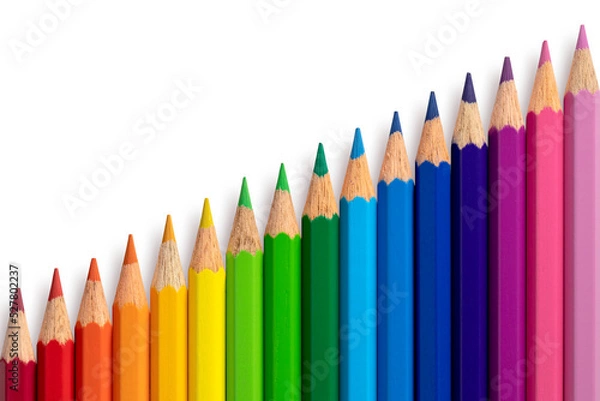 Obraz Color pencils diagonal isolated on background. Close up.