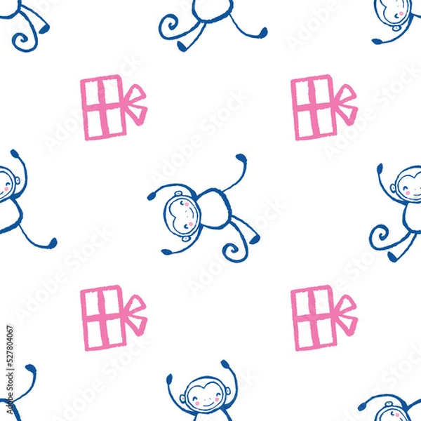 Fototapeta Monkey Gift Seamless Pattern