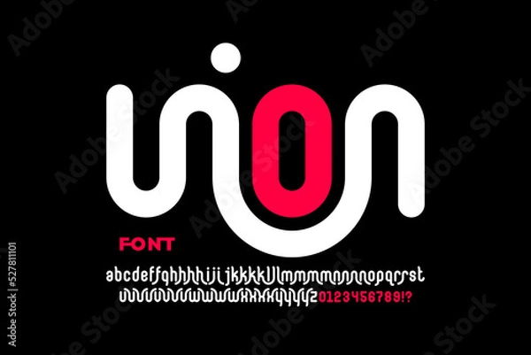 Fototapeta Linked letters font design, union alphabet letters and numbers vector illustration