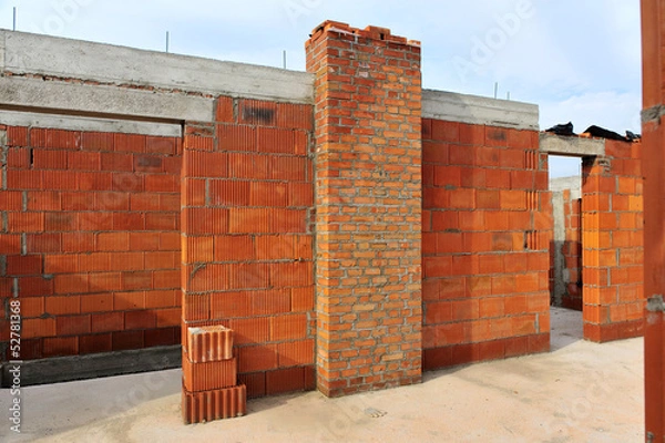 Fototapeta architecture, brick, building, home, new, wall, work