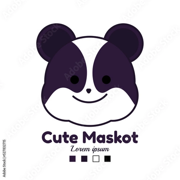 Fototapeta cute Hamster head vector design fit for kids,sticker,logo,icon,mascot,product,fashion,business,etc.