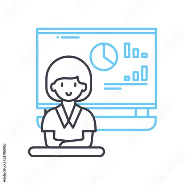 Fototapeta computation analysis line icon, outline symbol, vector illustration, concept sign