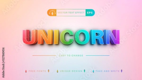 Fototapeta Unicorn - Editable Text Effect, Font Style