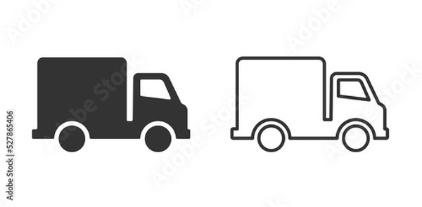Fototapeta Truck icon. Truck icons in flat and line styles isolated. Editable stroke. Vector