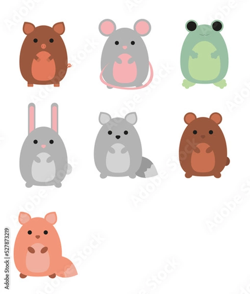 Obraz Cute fabulous fox, rabbit, wolf, bear, pig, frog