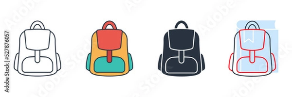 Fototapeta schoolbag icon logo vector illustration. Backpack symbol template for graphic and web design collection