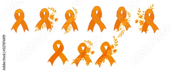 Obraz National Bullying Prevention Month October web banner. Orange support and awareness ribbon symbol. Vector illustration