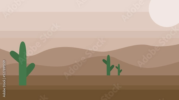 Obraz A simple desert landscape with cacti. Vector