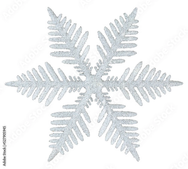 Fototapeta decorative xmas snowflake with glitter isolated
