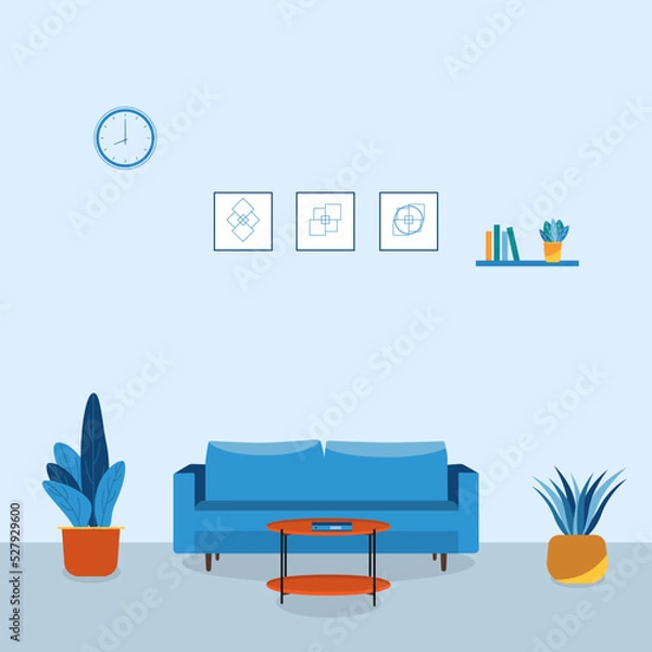 Obraz Cartoon Home interior room background template. background concept