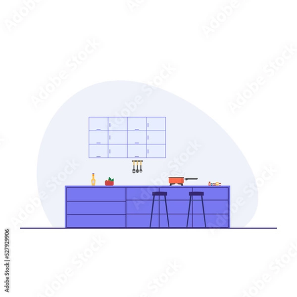 Obraz Smart Kitchen interior background furniture elements flat design