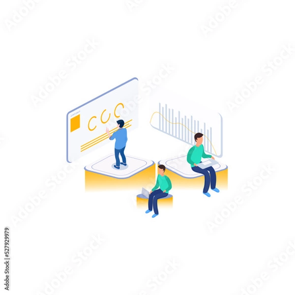 Obraz People Isometric work modern teams workflow process design