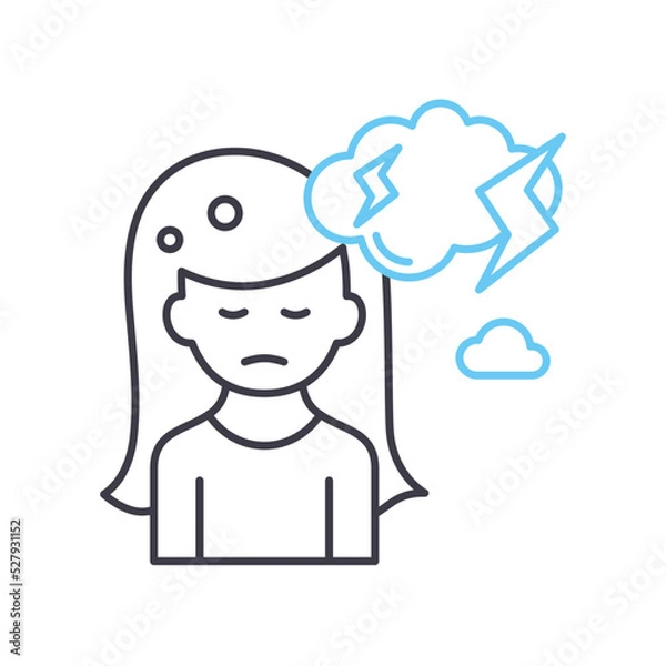 Fototapeta mental disorder line icon, outline symbol, vector illustration, concept sign