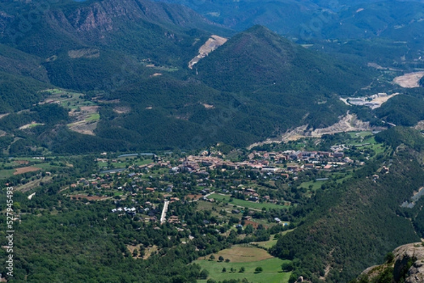 Obraz View from the top of the mountains of the town of Sant Llorenç de Morunys