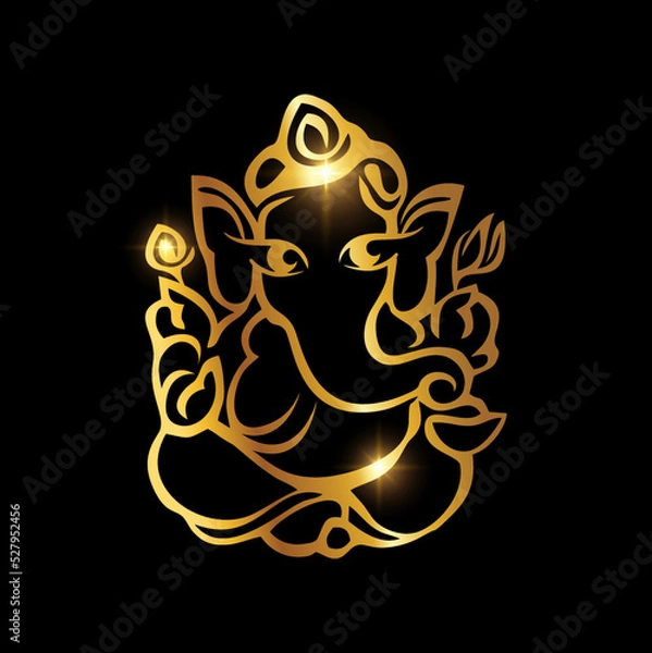 Obraz Golden Ganesh Puja. ganesh Chaturthi Sign