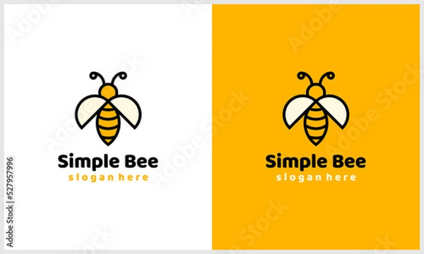 Fototapeta simple honey bee with line art style logo design template