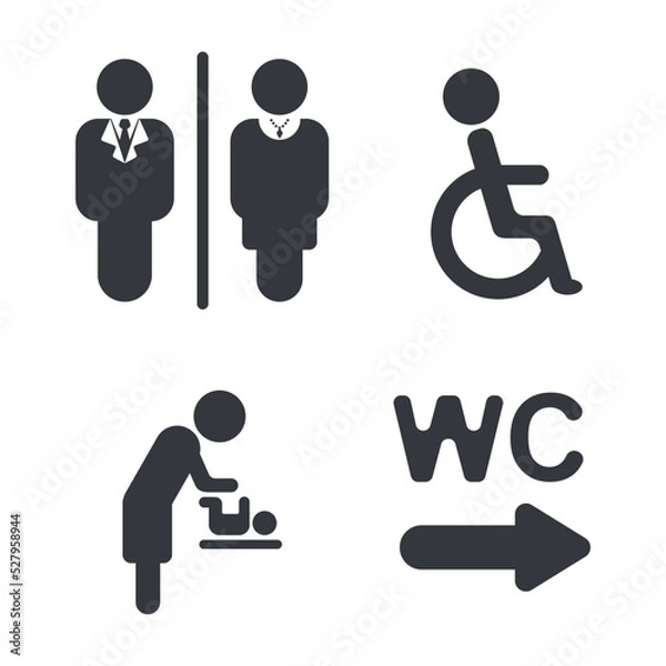 Fototapeta Restroom, WC, Toilet, Gentlemen, and ladies symbol set. Vector illustration.