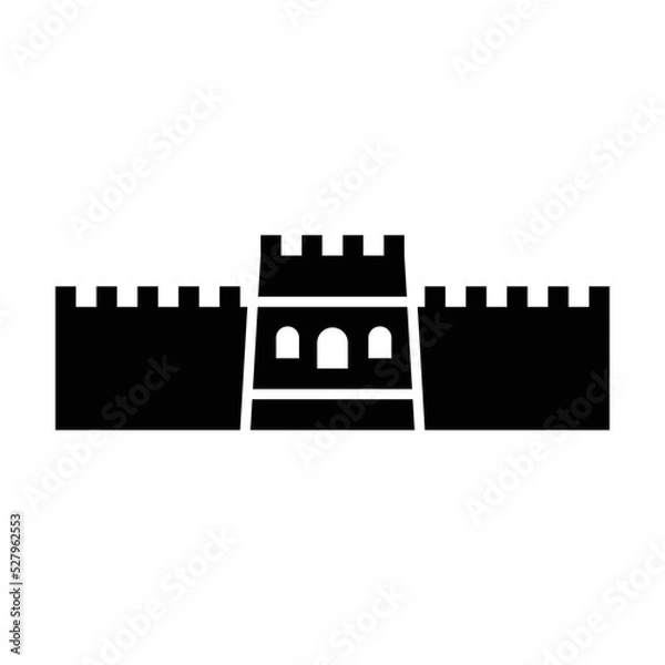 Fototapeta Great Wall of China black icon. Suitable for website, content design, poster, banner, or video editing needs