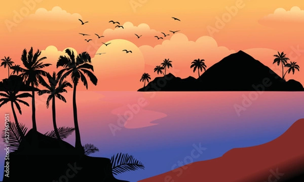 Fototapeta Colorful palm silhouettes background Free Vector