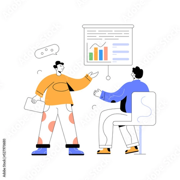 Fototapeta A character based flat illustration of business discussion 