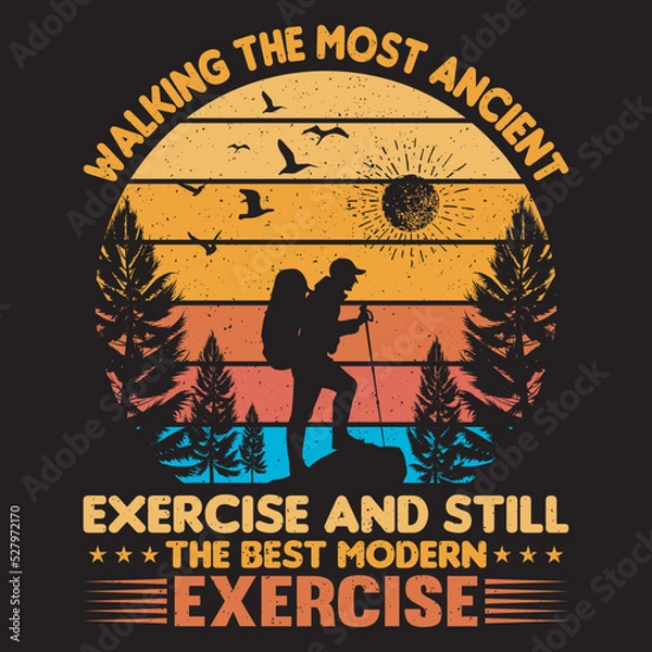 Obraz hiking t-shirt design  and vector template