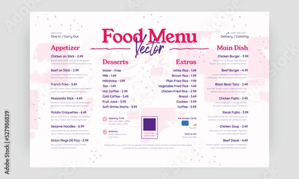 Obraz Restaurant menu template. social media marketing web banner template design. healthy food business online promotion flyer with abstract background, logo and icon. Sale cover.