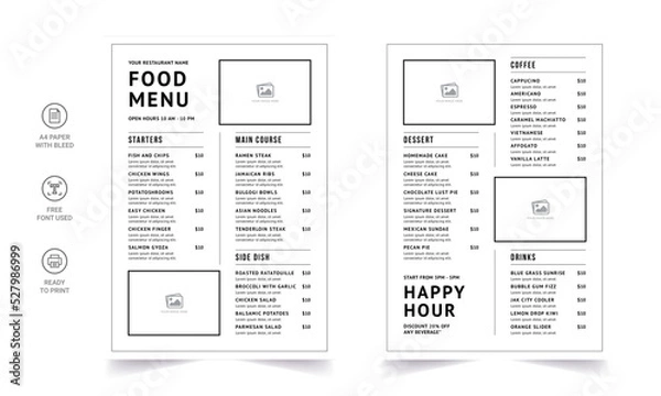 Fototapeta Restaurant menu template. social media marketing web banner template design. healthy food business online promotion flyer with abstract background, logo and icon. Sale cover.