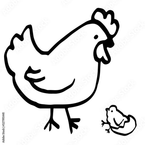 Obraz A simple hand drawn hen and chick icon