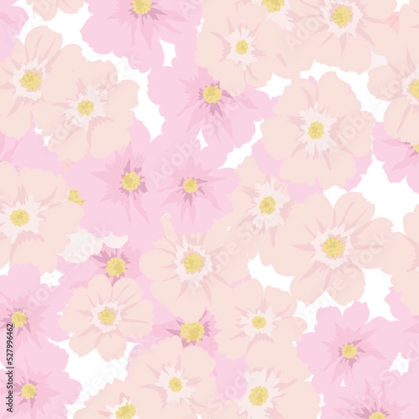 Obraz ピンクのコスモス 背景パターン イラスト 正方形 ベクターデザイン