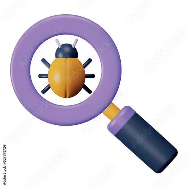 Fototapeta Virus search 3d rendering isometric icon.