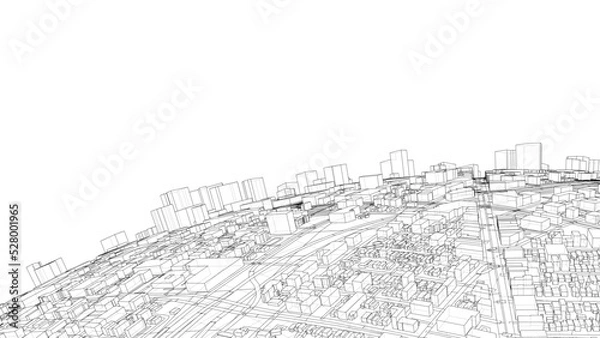 Fototapeta 3d city sphere. Vector rendering of 3d