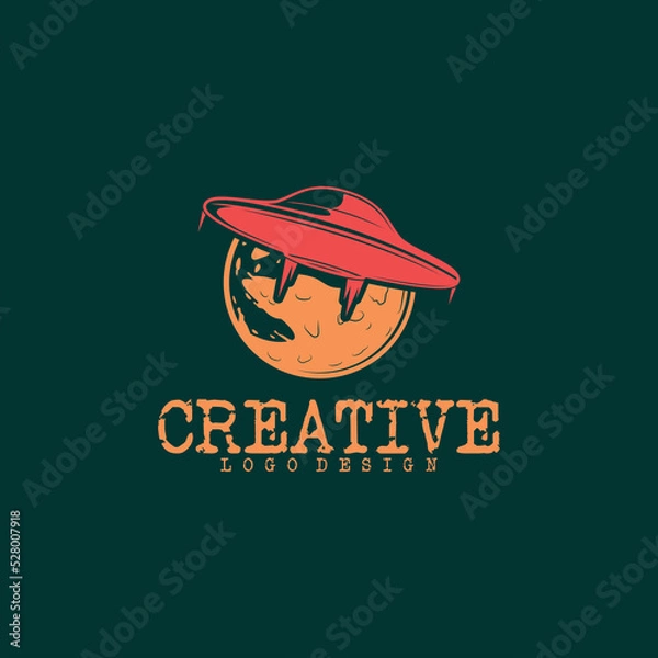Fototapeta ufo illustration logo,space planet vector design