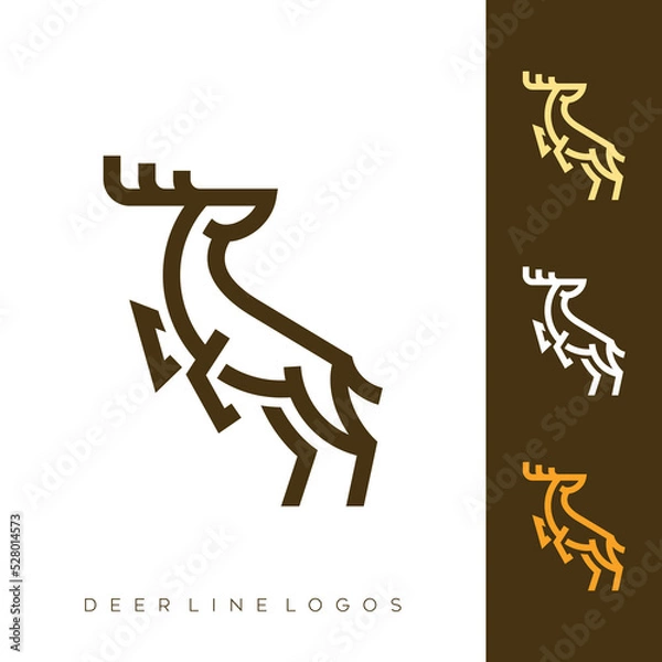 Fototapeta Jumping antelope logo. Deer head facing back. Line style antelope vector